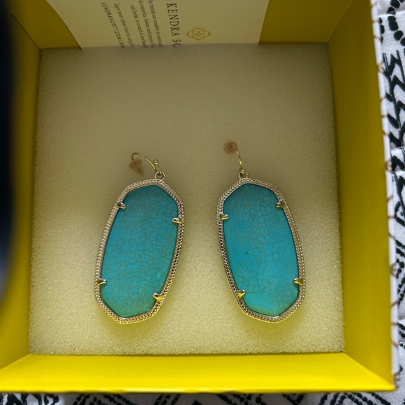 Kendra Scott Blue and Gold Statement Earrings - Picture 1 of 3